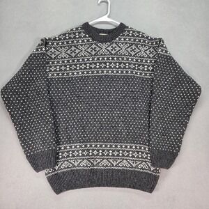 VTG LL Bean Sweater Mens L Tall Birdseye Fair Aisle Wool Made in Norway
